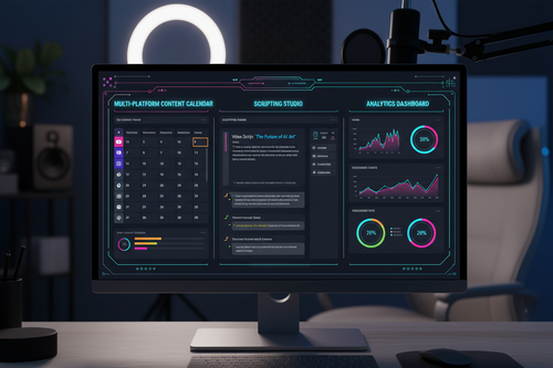 Bouftouspection Creator Hub Notion workspace on widescreen monitor